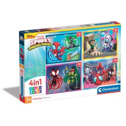 Παζλ 4 in 1 Super Color Marvel Spidey Και Οι Απίθανοι Φίλοι Του 12-16-20-24 τμχ 3+ Clementoni